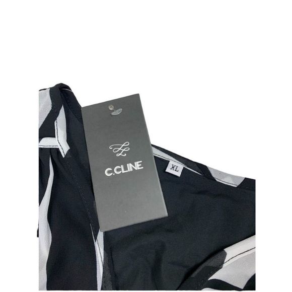 C.Cline women's Black & white Short sleeves maxi dress Size XL - Picture 2 of 3